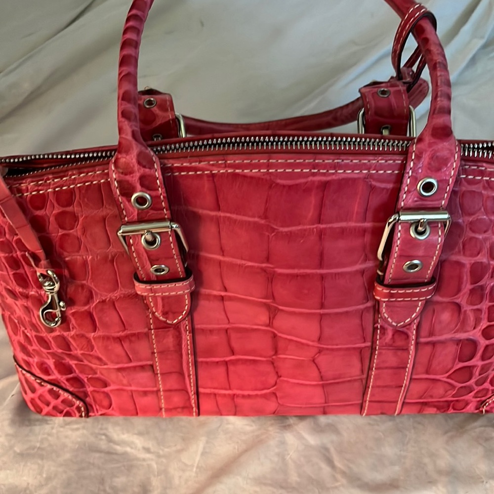 Dooney and Bourke let her purse with matching wallet.